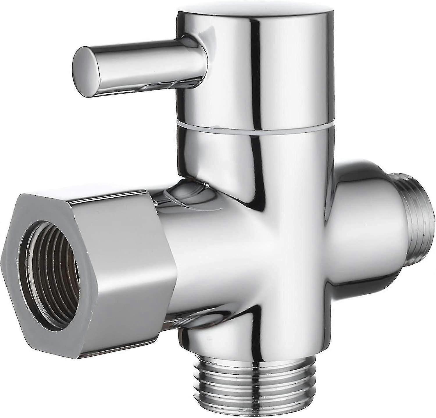 3 Way Valve Solid Brass 3/8"-12/17 T Adapter Diverter Valve For Wc Toilet, Chrome Plated, Dsf007d
