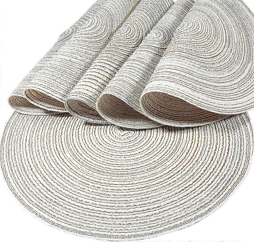Placemats (Sets of 6) Round Tablecloth with Heat Resistant Fabric Round Table Mats, 36cm Beige--