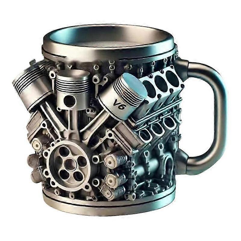 Personalized Engines Stainless Steel Mug,Creative 3D Car Engine-V6-