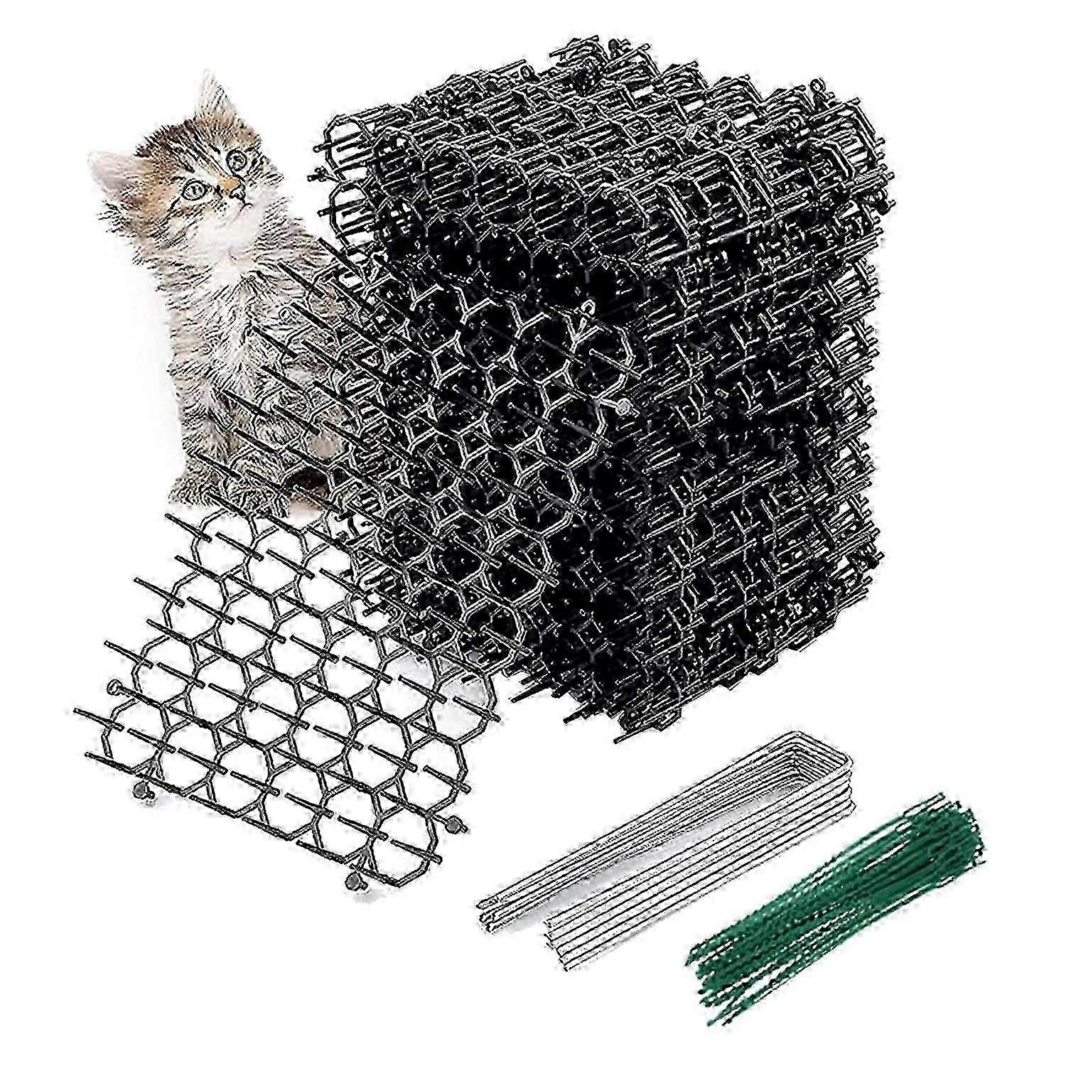 12pcs Cat Mat with Spikes, Repellent for Animals, Garden Prickle Strip Deterrent