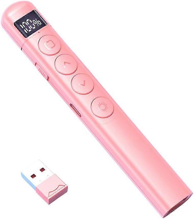 Wireless USB Presenter LCD Digital display Rechargeable Powerpoint Slideshow Laser Presentation pink