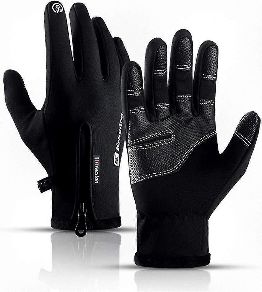Windproof waterproof cycling gloves with touchscreen compatibility in black size XL
