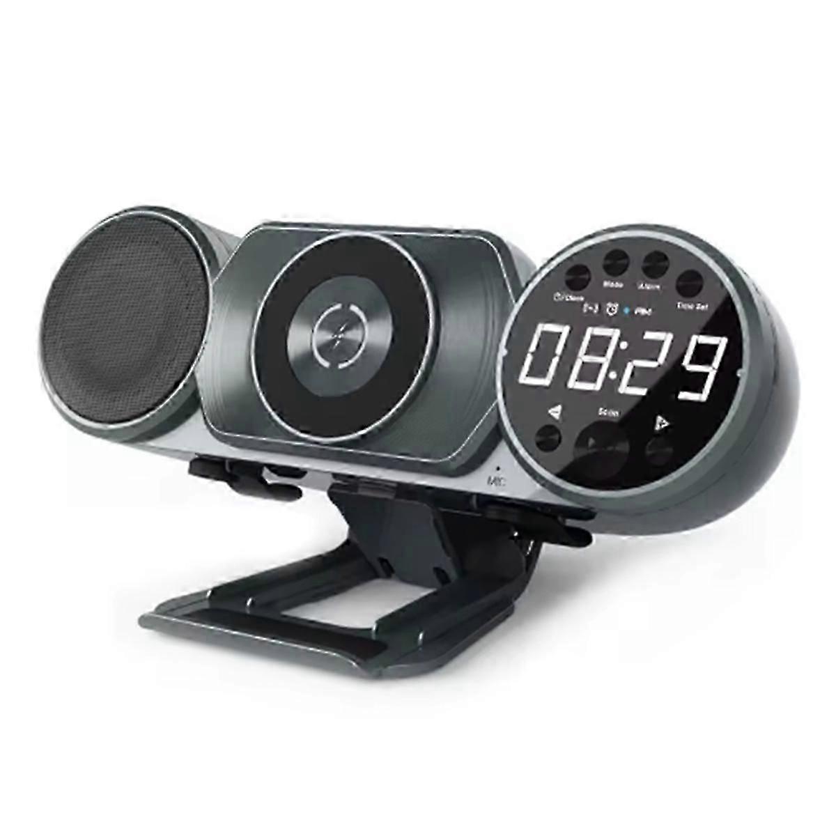 Wireless Charging Bluetooth Speaker FM Radio TF AUX USB Hands-Free Alarm Clock Decoration Ambient L