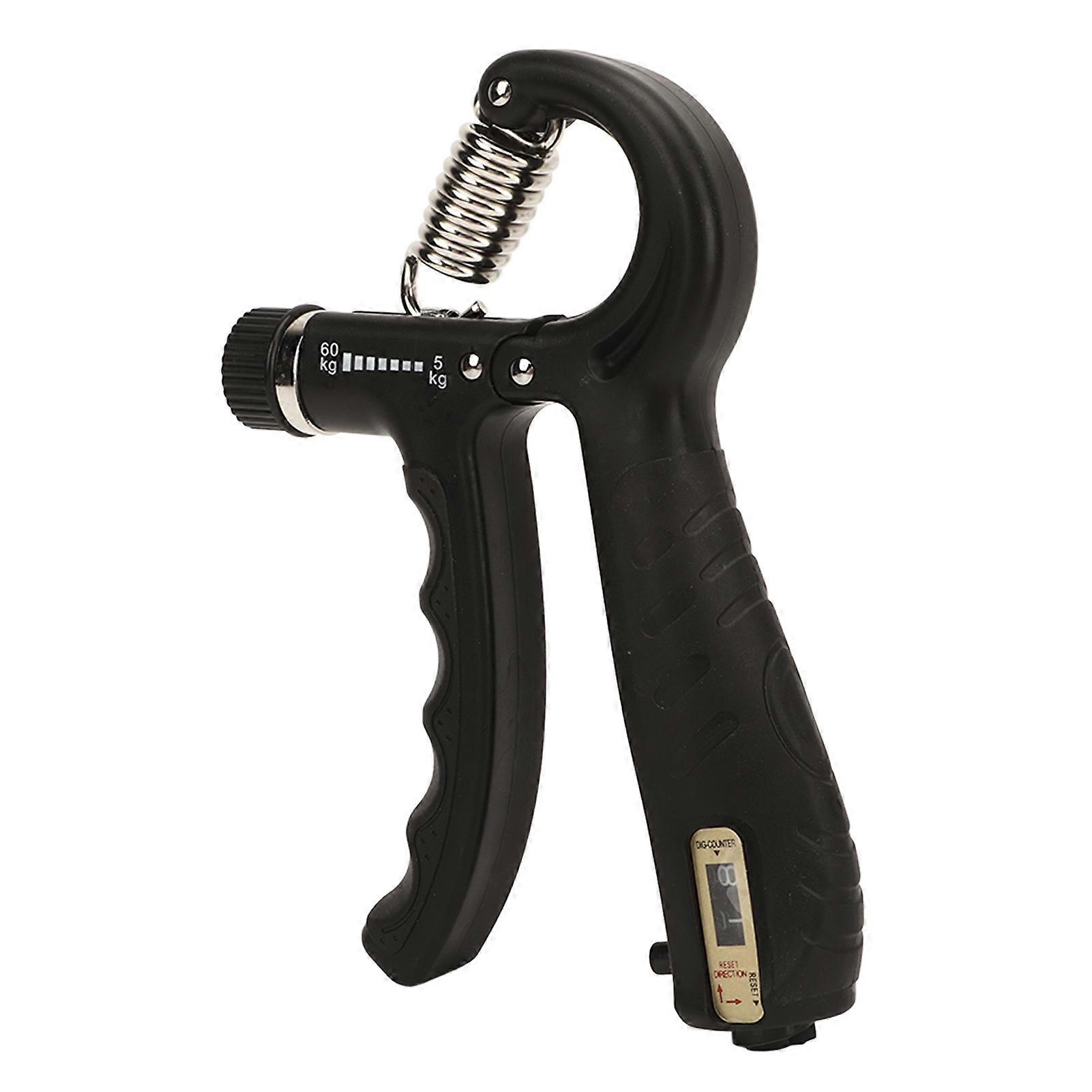 Strength Trainer Adjustable Finger Exerciser Spring Hand Grip Strengthener with Counter for Muscle Building Black