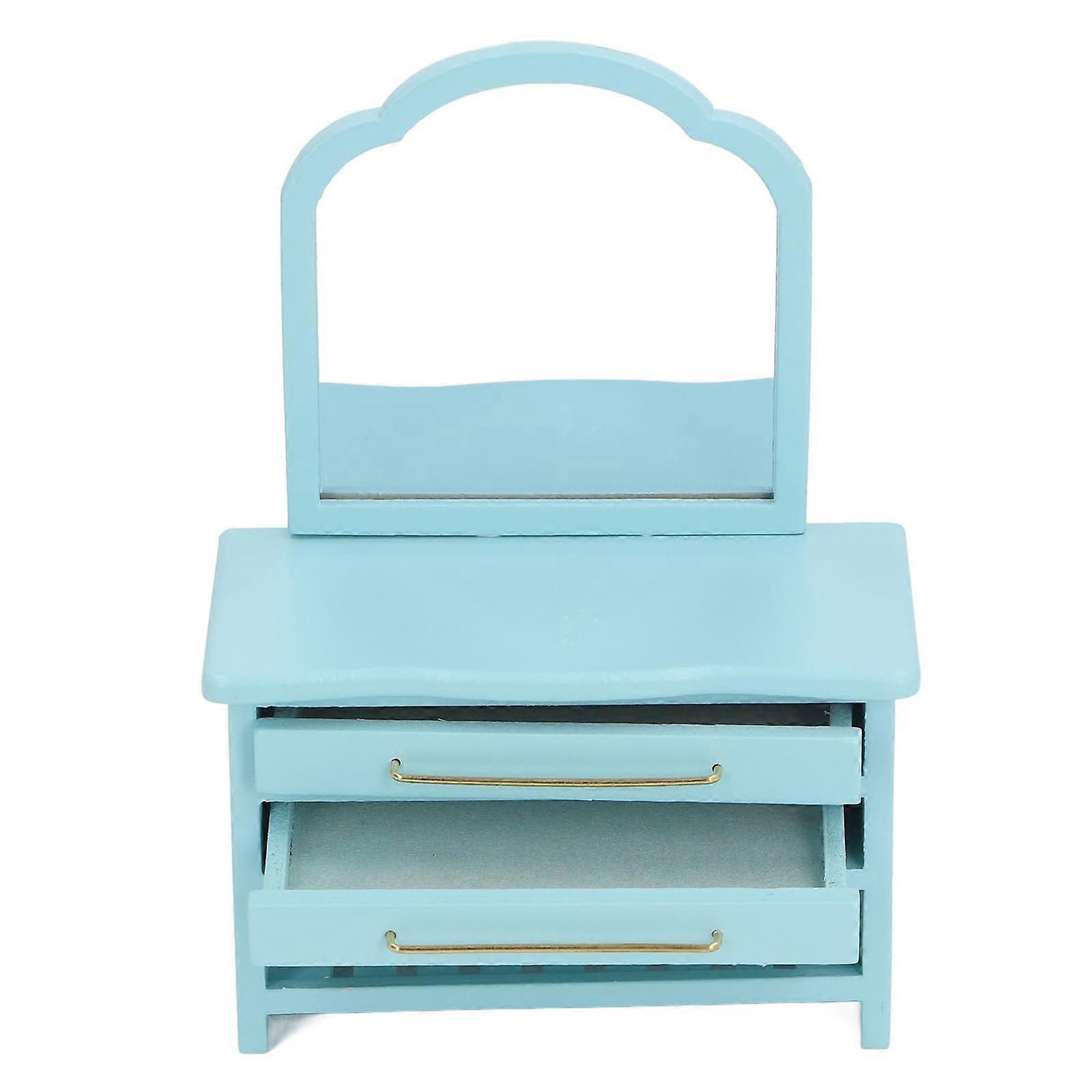 Wooden Dollhouses Dressing Table 1/12 Scale Miniature Dresser Cabinet with Functional Drawer for Creative Scene Display