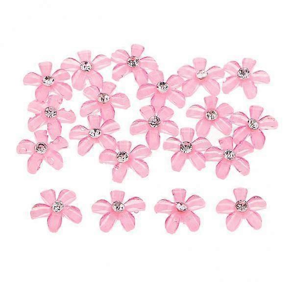 2x 20 Flower Flatback Button Rhinestone Embellishments for Wedding Pink