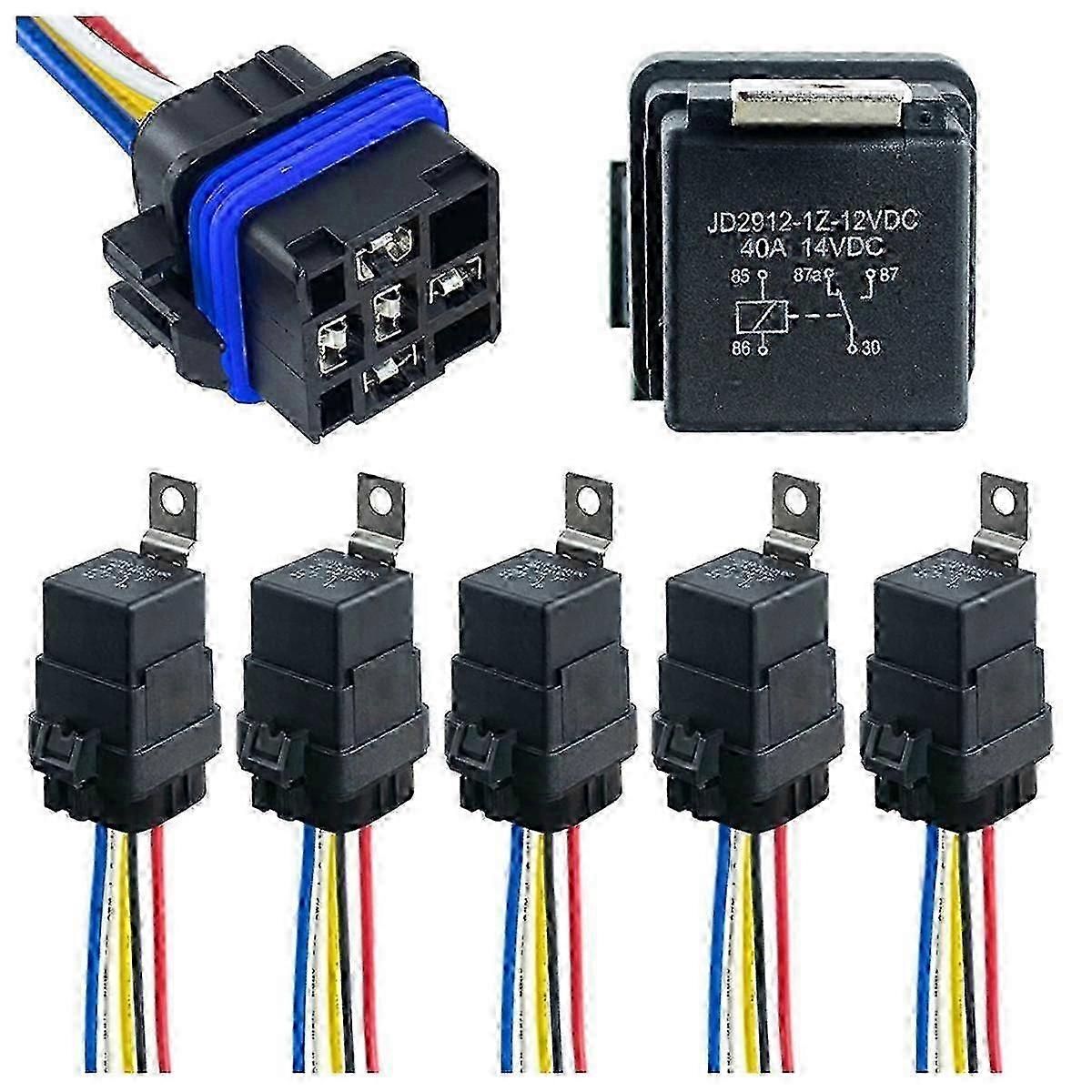 12V 40/30A Waterproof Relay Harness 5-PIN SPDT Automotive Relay Tinned Copper Wires