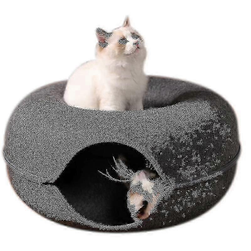 1 Pcs Pet Tunnel Donut Cat Bed(dark Gray) - Quan