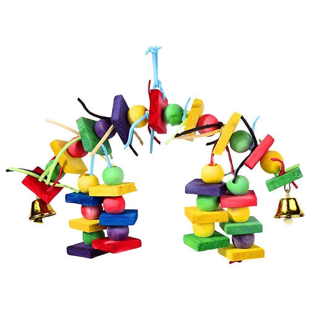 1PC Pet Toy Parrot Bite String Toy Colorful Bite Plaything Wooden Bird Plaything