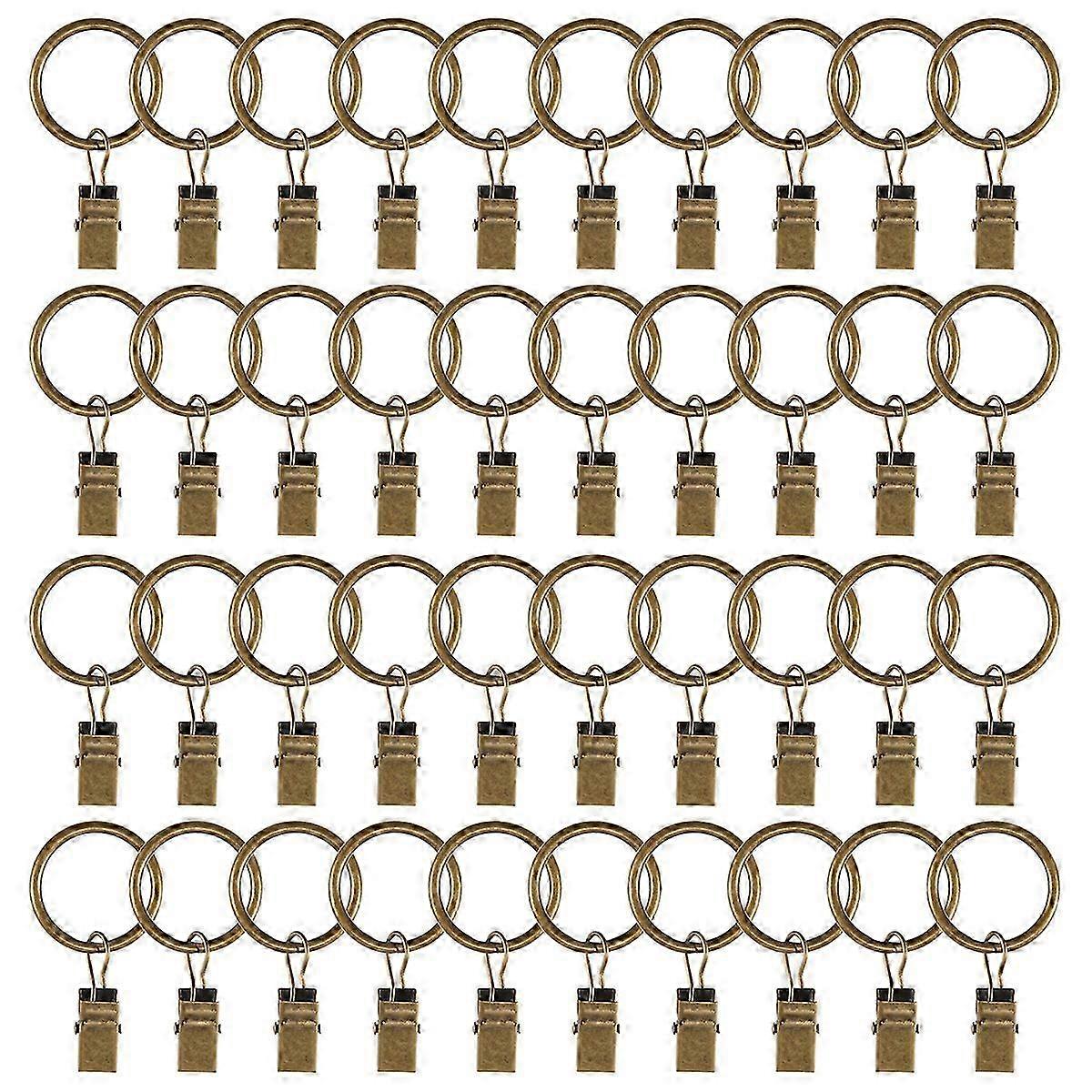 مشابك ستارة معدنية عتيقة مقاومة للصدأ ، حلقات ستائر زخرفية مكونة من 40 عبوة مع قبضة قوية