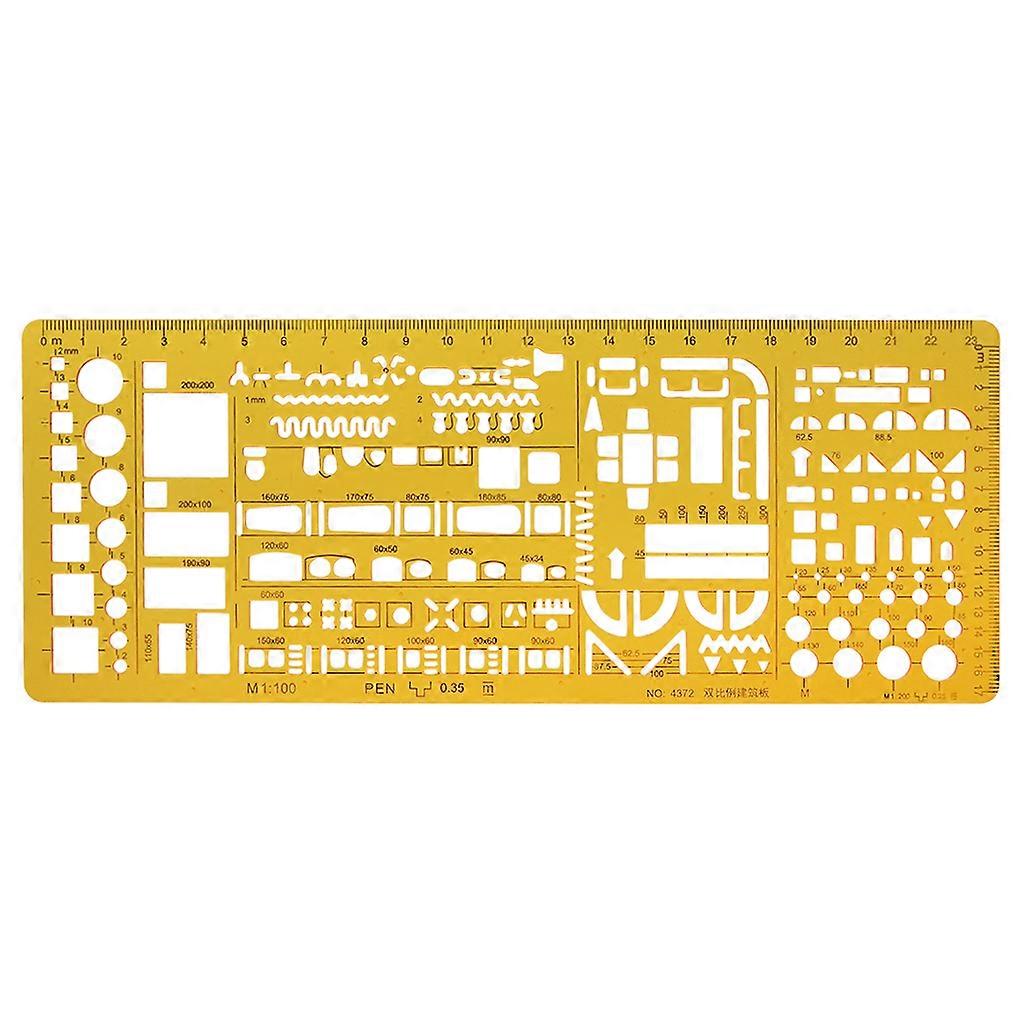 Professional Architectural Template Ruler Drawing Stencil Measuring Tool Student  Red