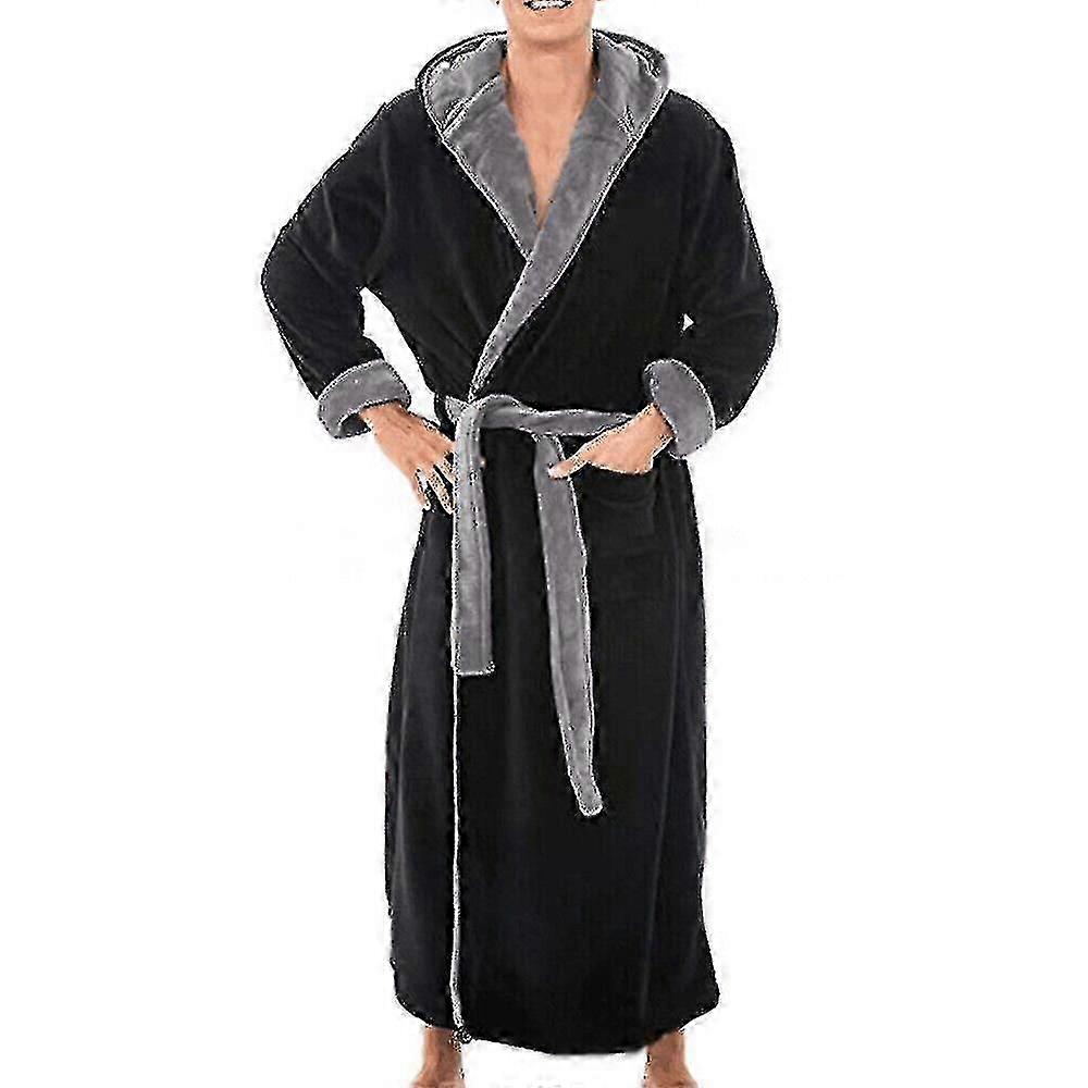 גברים חורף חם עם ברדס מעיל חלוק רחצה מגבת חלוק ארוך-2025