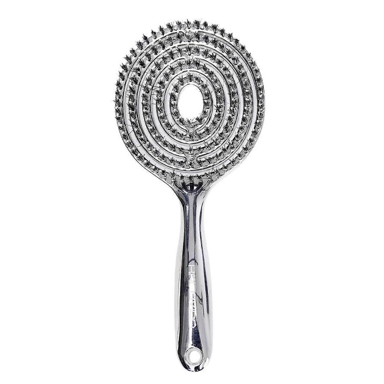Static Reducing Round Bristles Brush Electroplated Construction Promotes Fast Drying Add Volumizing To Fine Hair  Silver