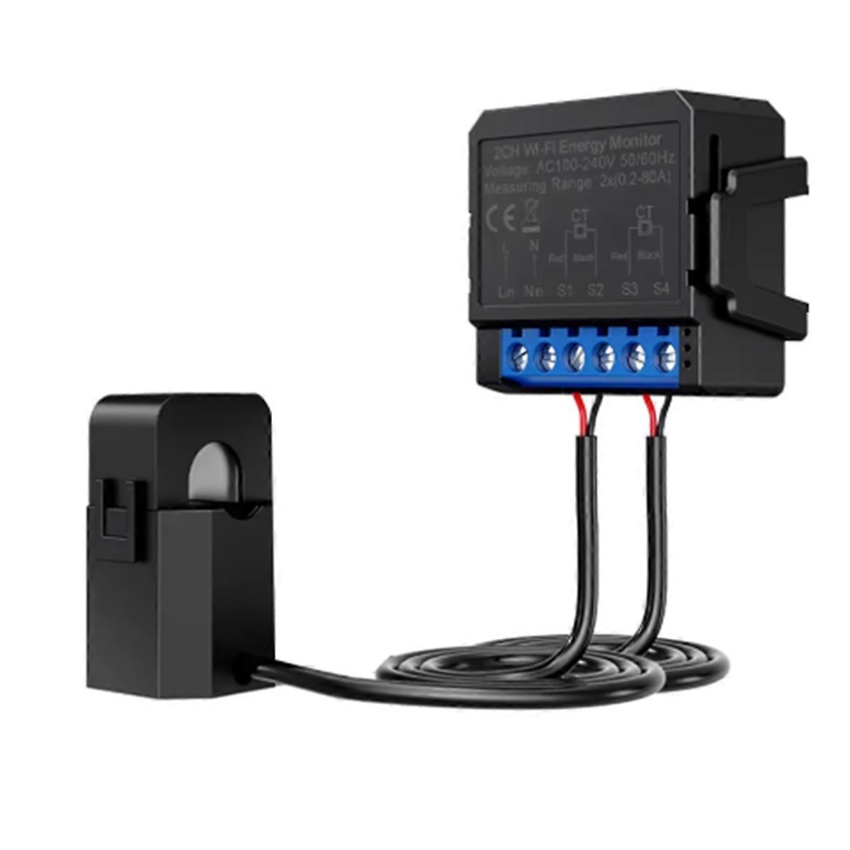 Tuya WiFi 2 Gang Smart Energy Meter KWh Power Production Consumption Bidirectional Monitoring Meter
