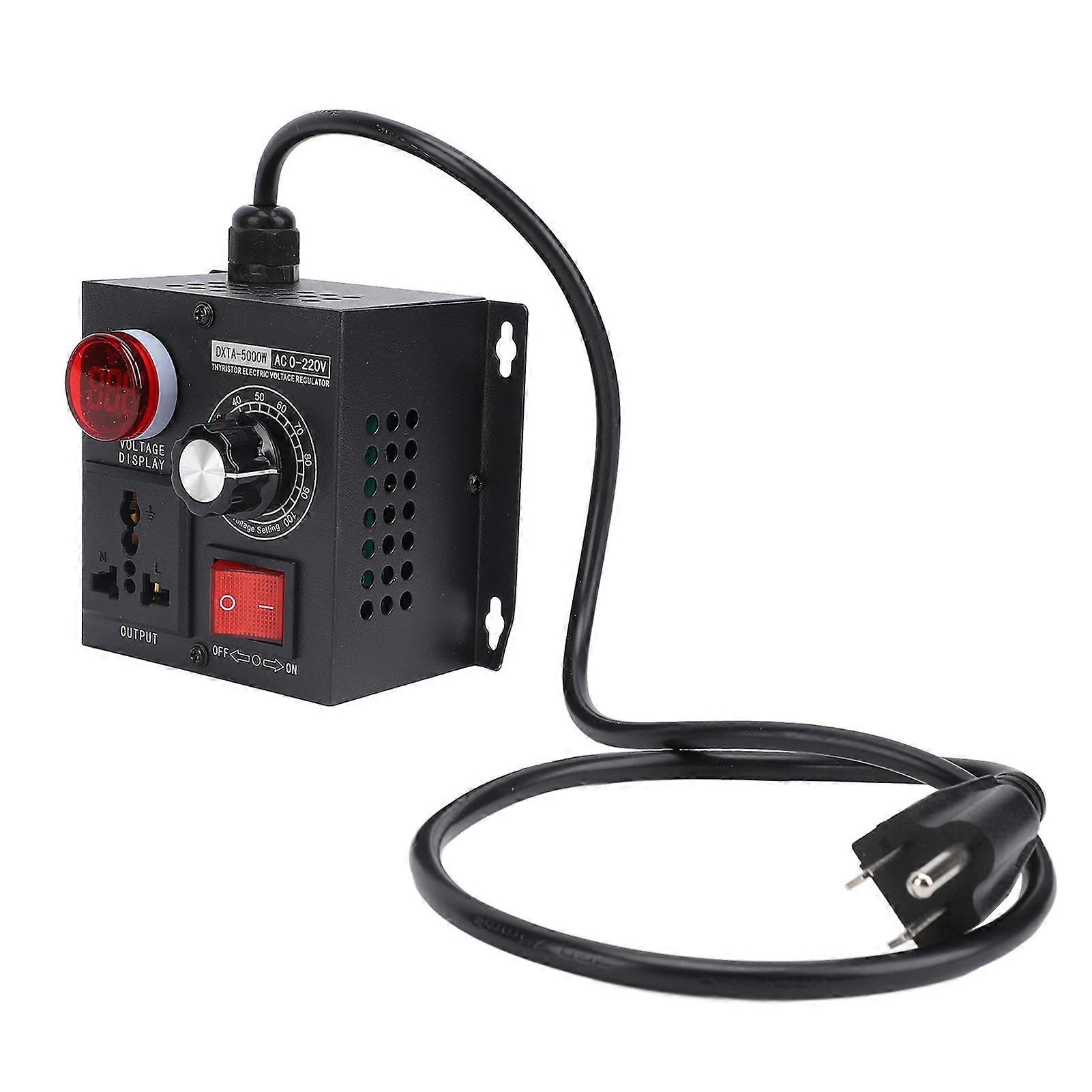 Electronic Voltage Regulator 5000W Thyristor LED Digital Display Stepless Variable Speed Controller for Motor Fan US Plug 110V Input 10‑110V Output 