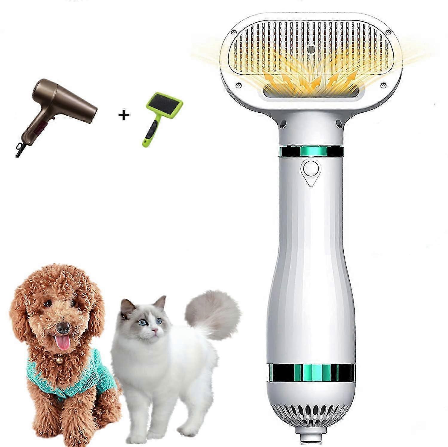 2 in 1 Pet Grooming Hair Dryer with Brush for Dogs, One-Click Hair Removal Feature and Adjustable Temperature Control for Optimal Use