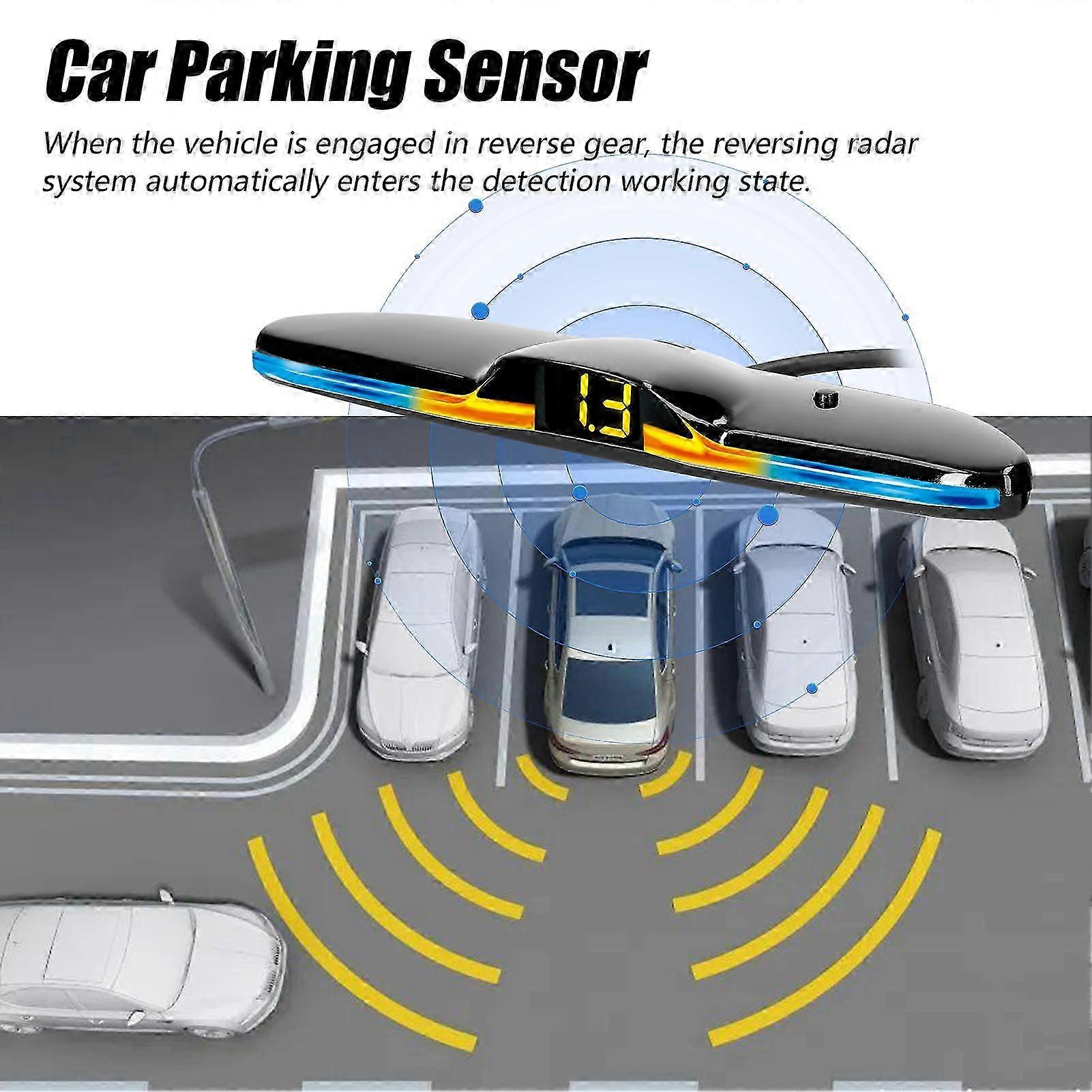 2025 Auto Parksensor Rückfahrradarsystem mit 4 Parksensoren Abstandserkennung LED-Licht Abstandsanzeige Warnsummer W