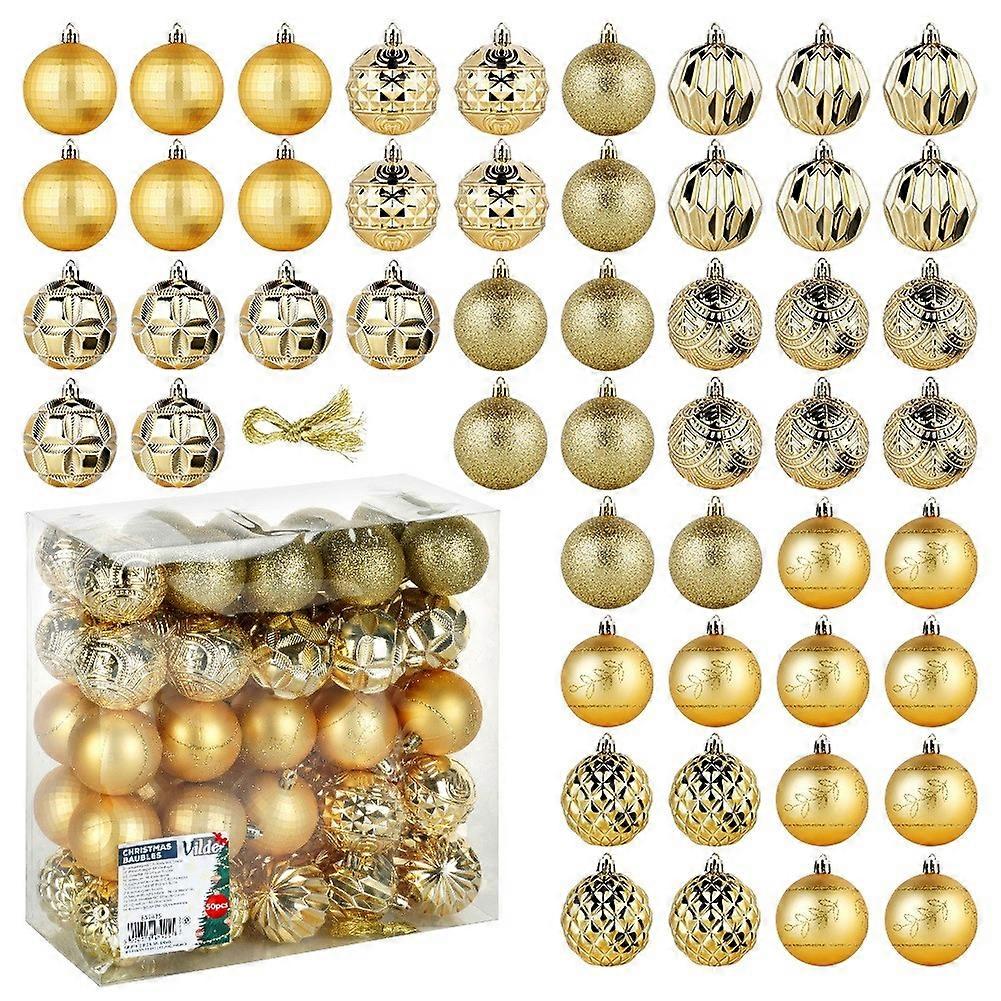 Eksplosjonssikre julekuler gull 6 cm 50 stk.