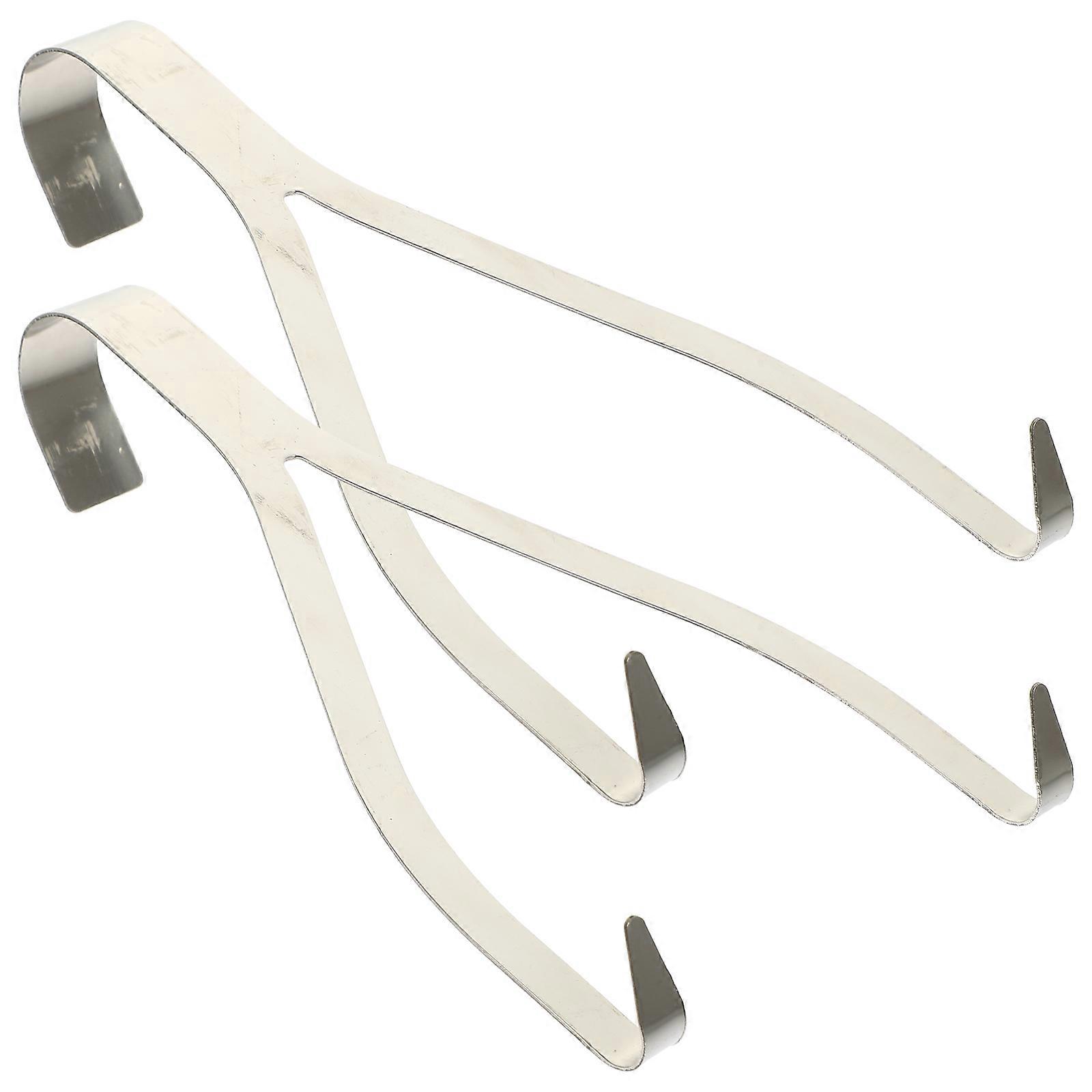 Rust-Proof Grill Hooks 2Pcs Stainless Steel Meat Hooks For Home Cooks Barbecue Equipment Silver 19x10x0.1cm