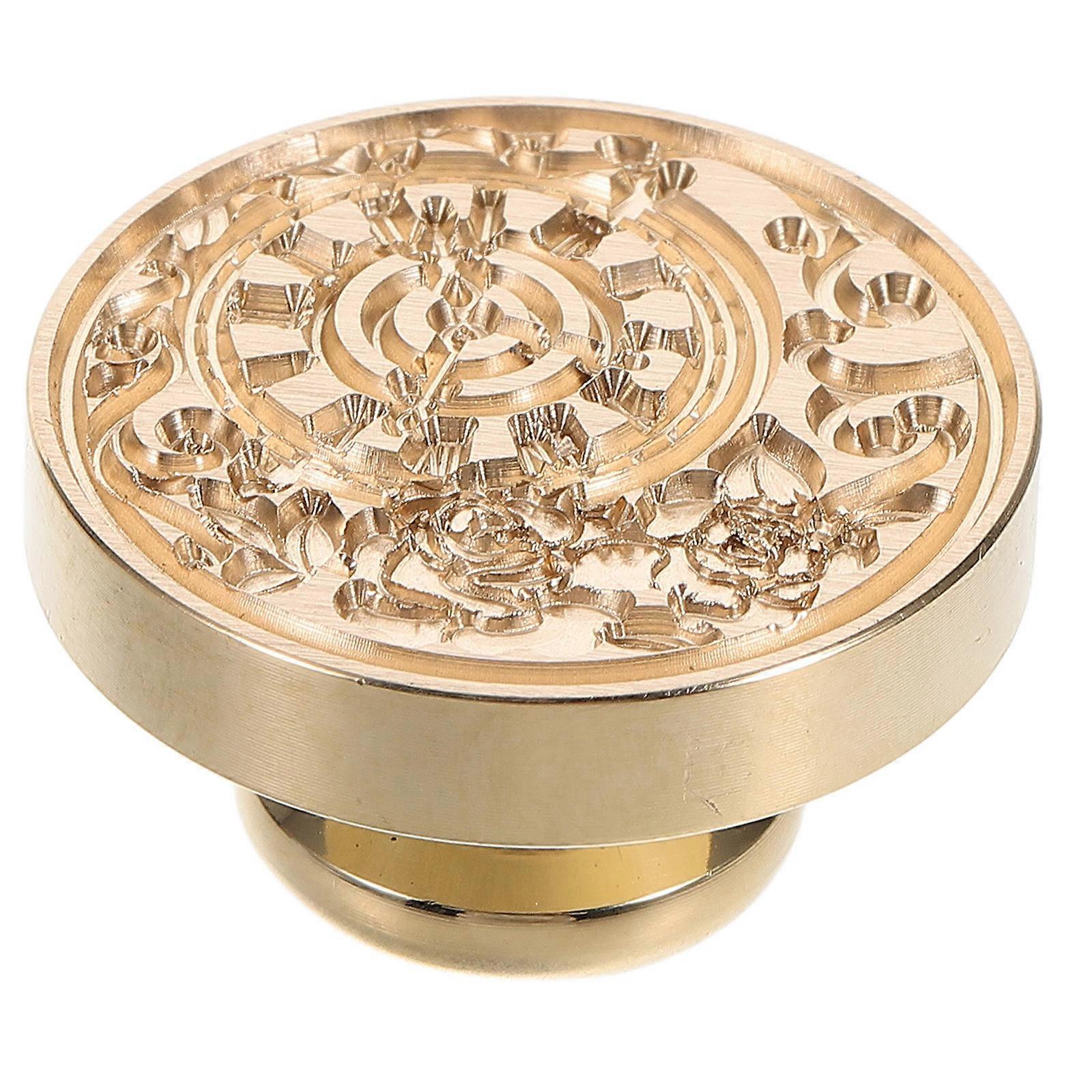 Envelope Wax Sealing Stamp Head Copper Present Wrapping Invitation Cards Round Golden 1Pack