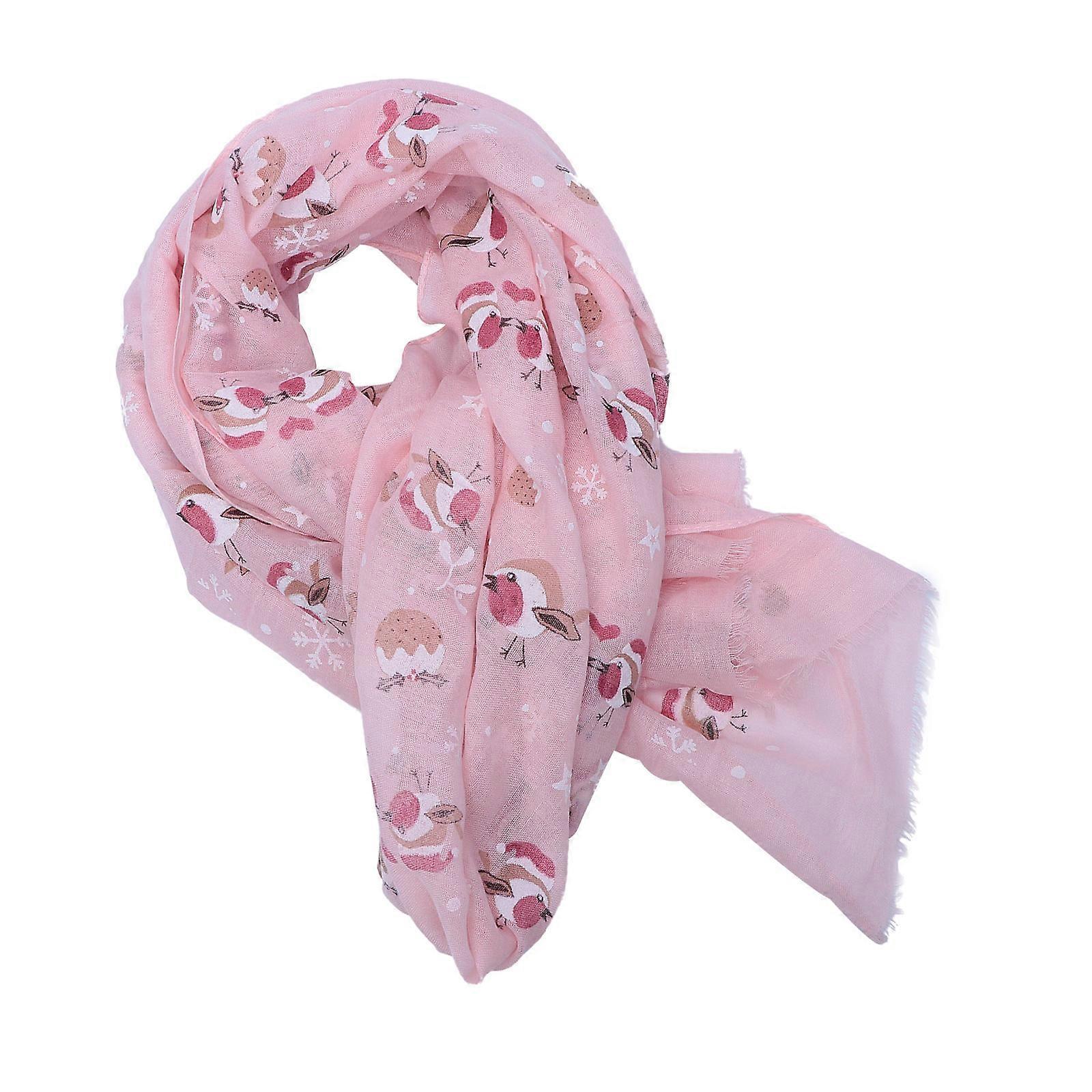 Christmas Snowflake Bird Print Scarf – Durable Polyester Shawl Wrap for Women, Festive Holiday Accessory