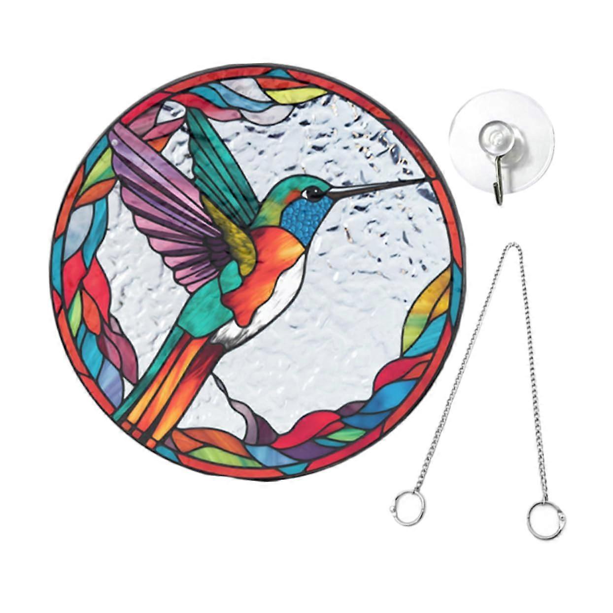Large sun catcher for window Decorative hanging sign with bird motif Colorful garden decoration for window and garden Hanging sculpture
