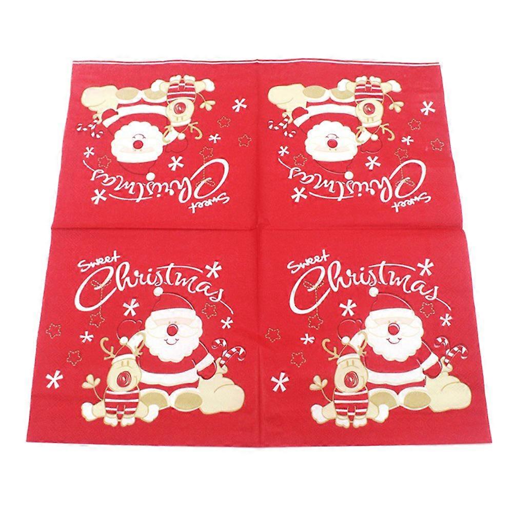 Serviettes de table en papier rouge Père Noël motif pâte de bois pour les occasions festives 33x33cm déplié 20pack