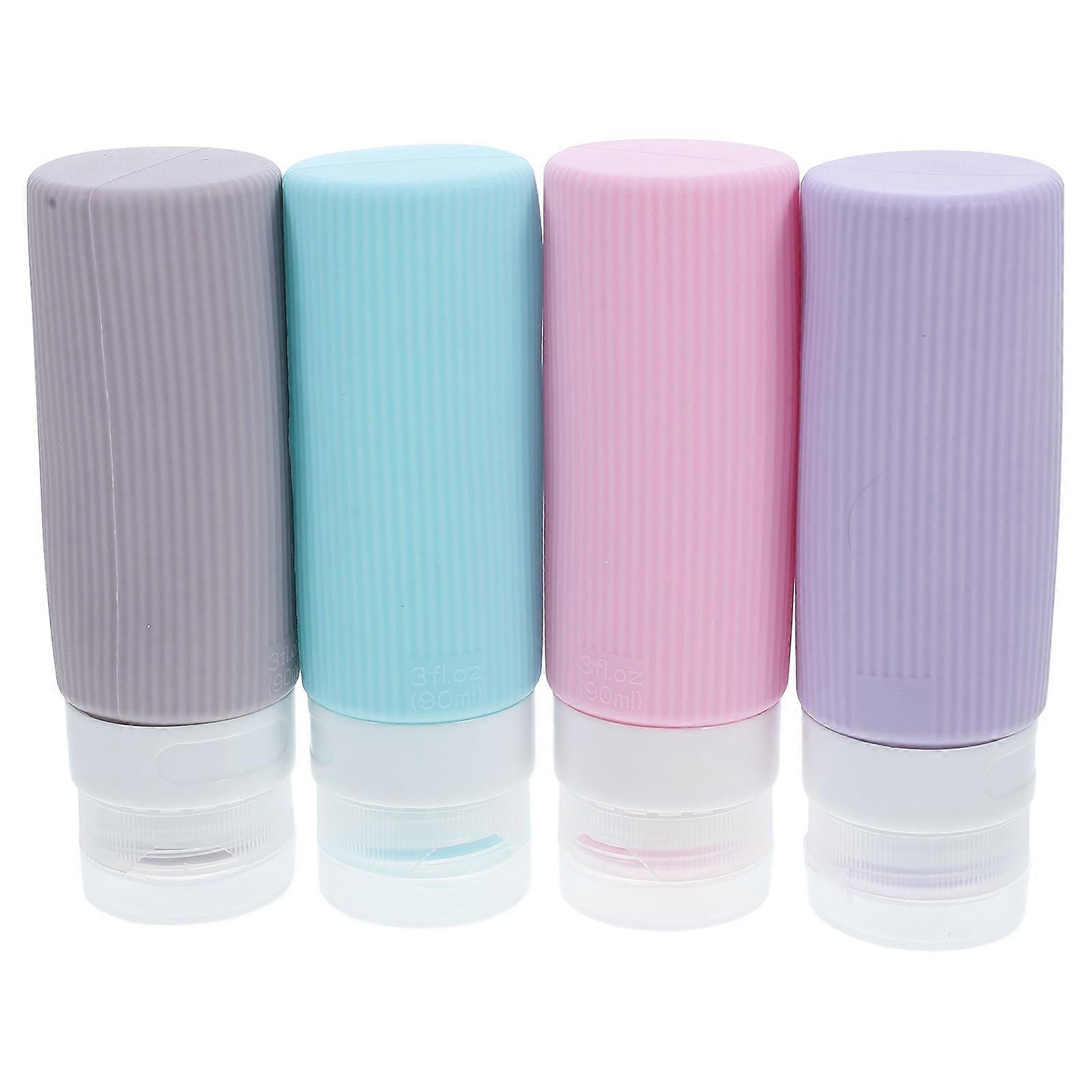 Travel Toiletry Containers Portable Refillable Leak-Proof Silicone Assorted Color 90ml 4Pcs
