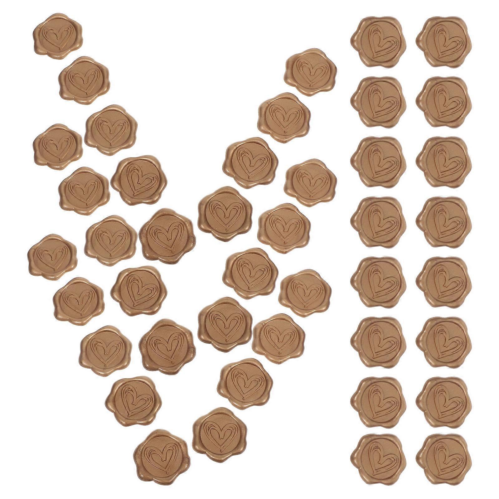 50pcs Heart Wax Seal Stickers, Vintage Self Adhesive Envelope Sealer for Wedding Invitations, Valentine's Day Cards, and DIY Unique Design Projects