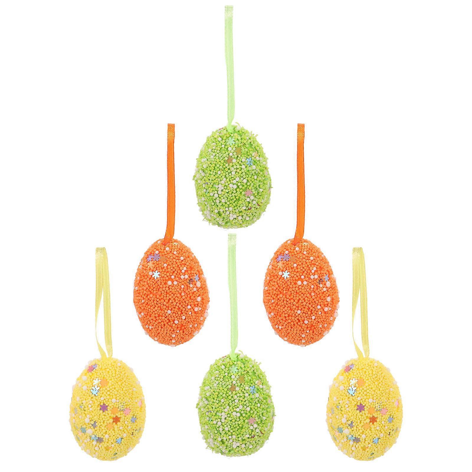 Hanging Egg Decorations Easter Party Wall Pendant Assorted Color 11.00X4.00X4.00cm Spring Theme 6Pcs