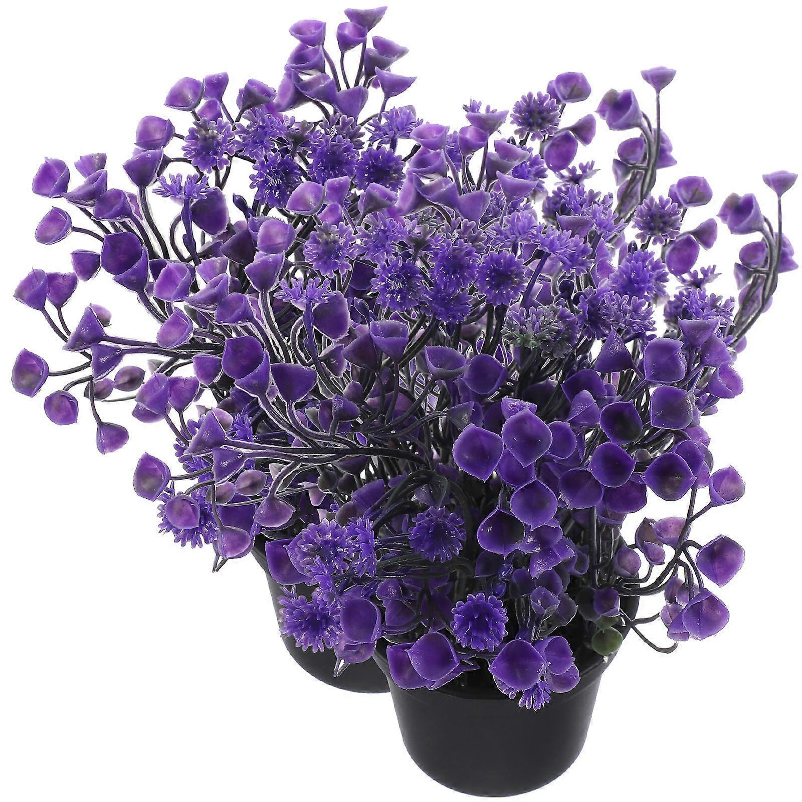 Fake Bonsai Tree Artificial Plant in Pot Home Desktop Garden Decor Purple 10X16CM Realistic Simulation 2Pcs
