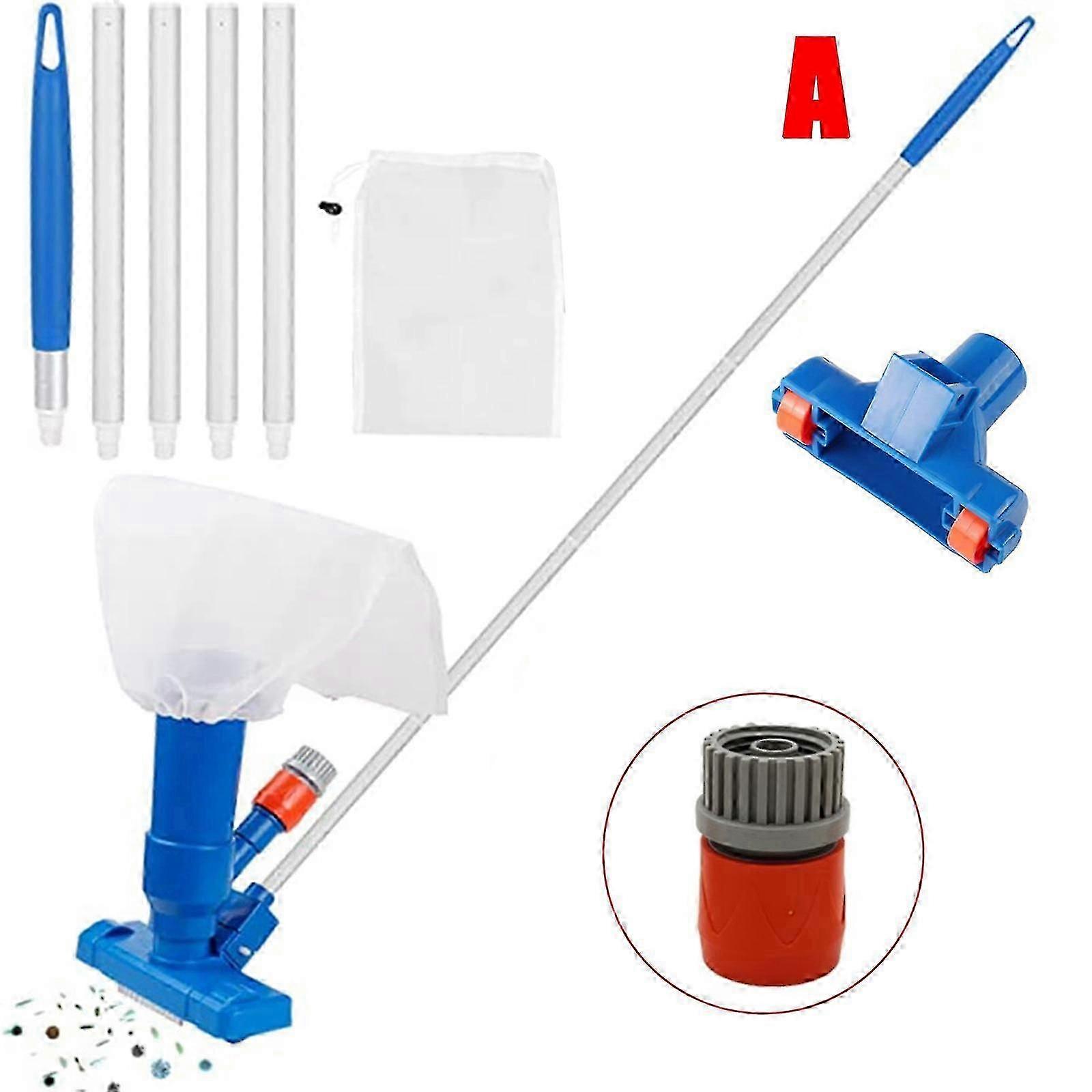 Portable Brush Pool Vacuum Cleaner with 5-Section Adjustable Pole, Mini Pool Cleaning Tool