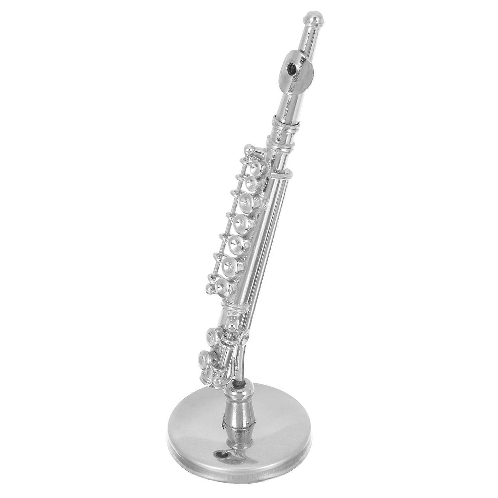 Miniature Copper Flute Model Musical Instrument Decoration with Storage Box for Housewarming and Collector Miniature Decor