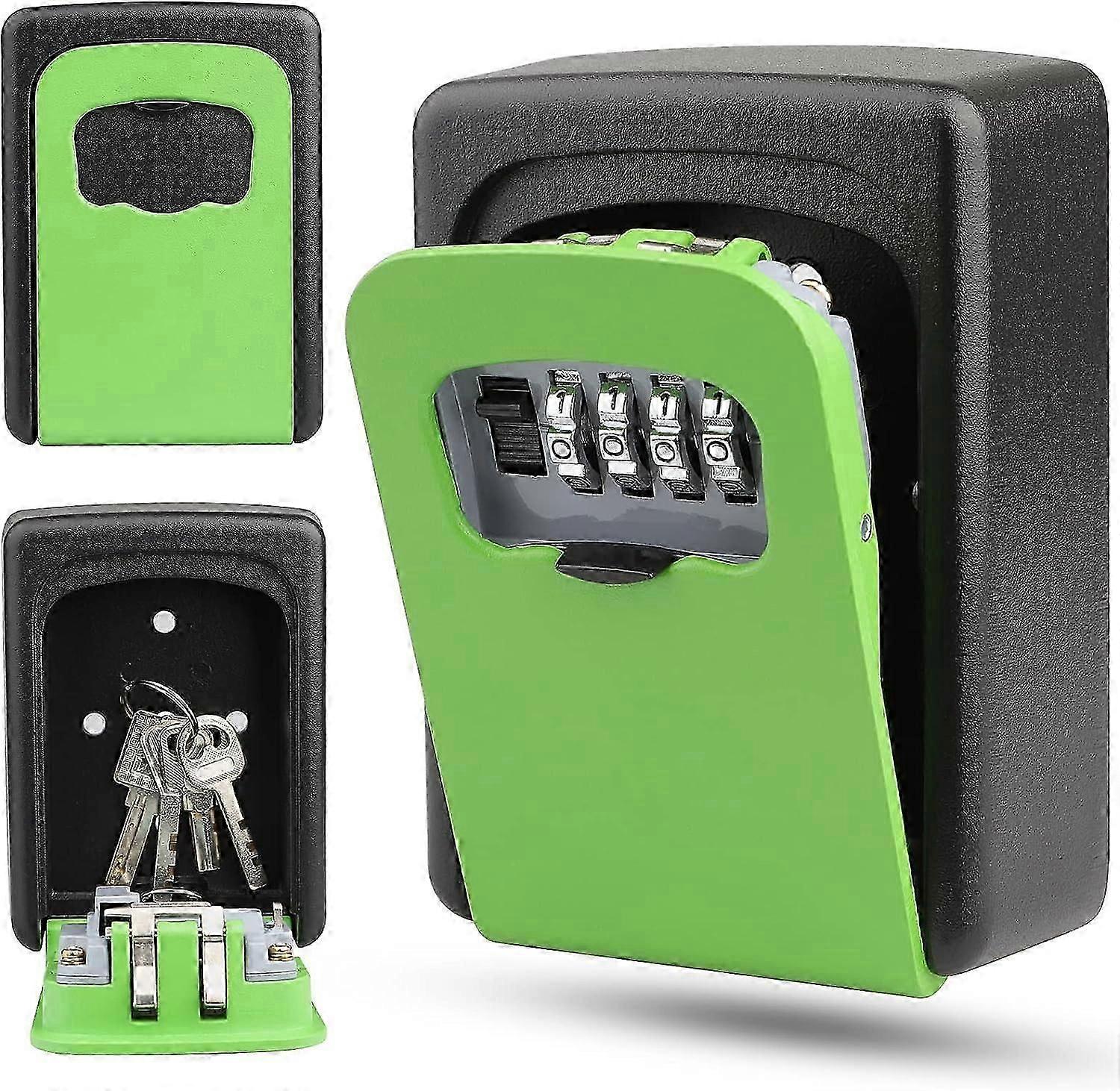 Indoor/Outdoor Wall Key Box Waterproof 4 Digit Combination Key Safe Storage Lock Box Zinc Alloy Key Box - Green