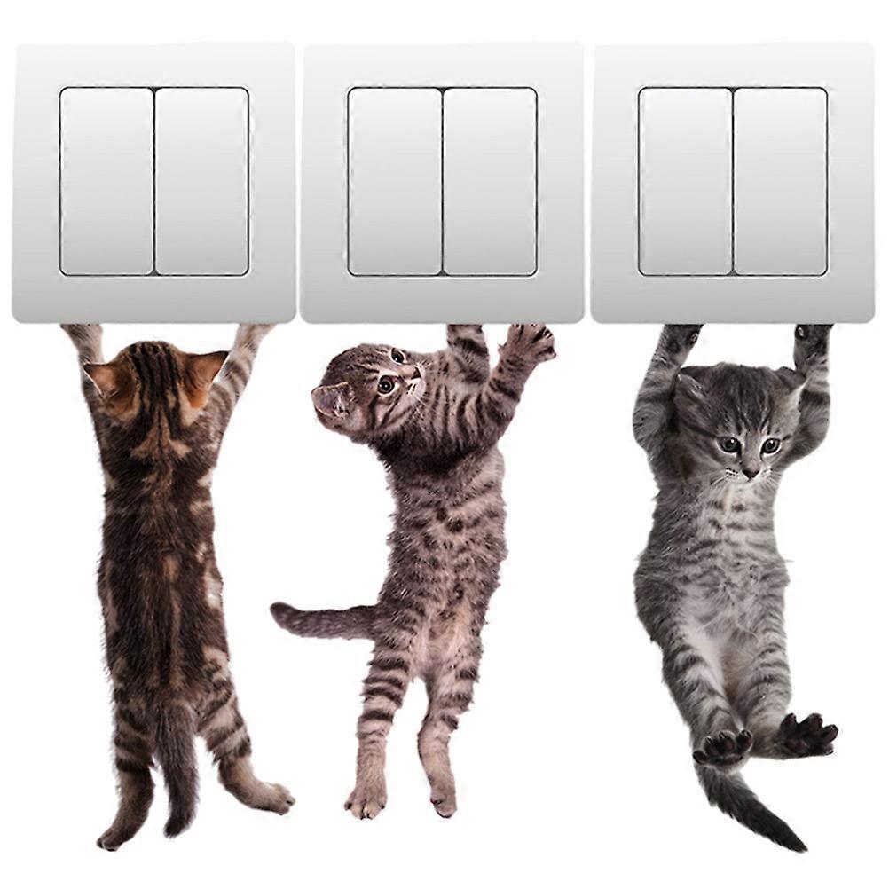 Cute Cat Wall Stickers Removable Light Switch Decals Bedroom Decor Easy Application Warm Atmosphere Design