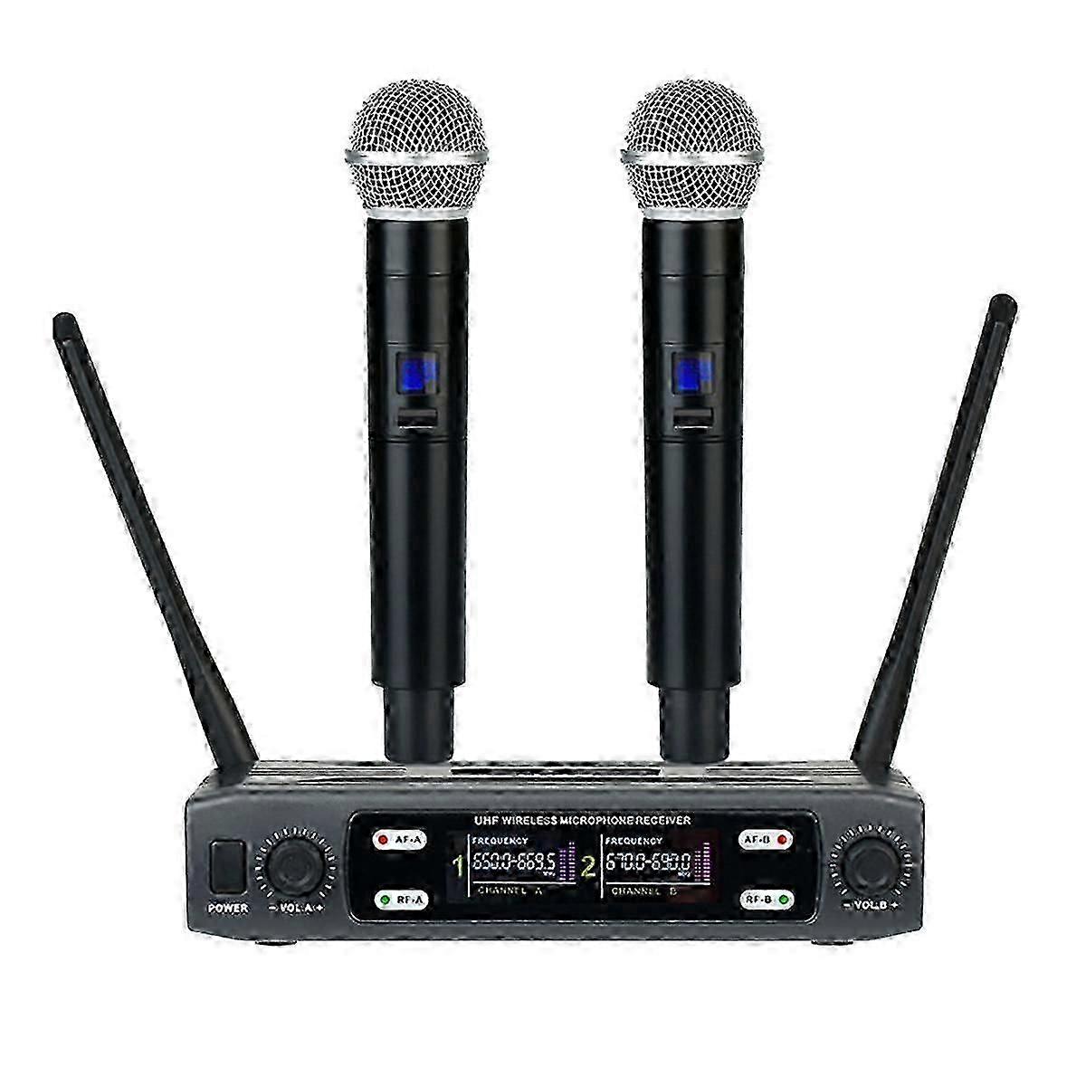 Drahtloses Mikrofon 2 Kanäle Handheld-Karaoke-Mikrofon für Partytreffen Kirche Show Home
