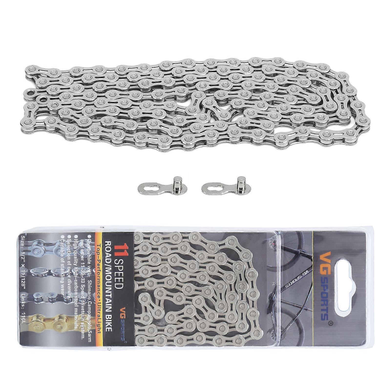 VG Sports 11 Speed Lightweight Semi-Hollow Bicycle Chain 1/2 x 11/128" 116 Links MTB Bike Chain