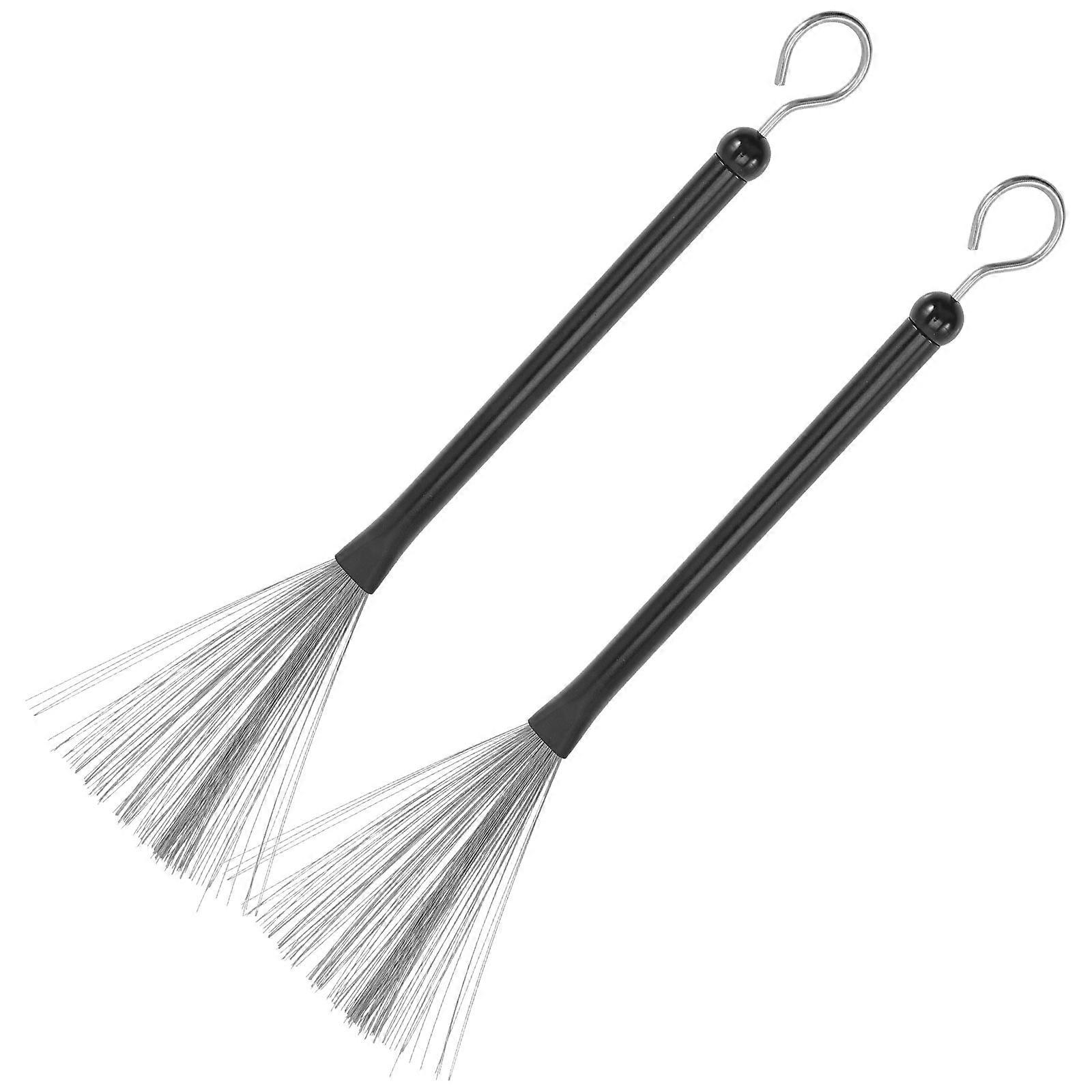 Wire Brushes Hand Operated Tools Drum Set Brushes Cylindrical Handle Steel Wire Drum Brush For Practicing Crisp and Soft Tones 35.5x1.6cm 2Pcs