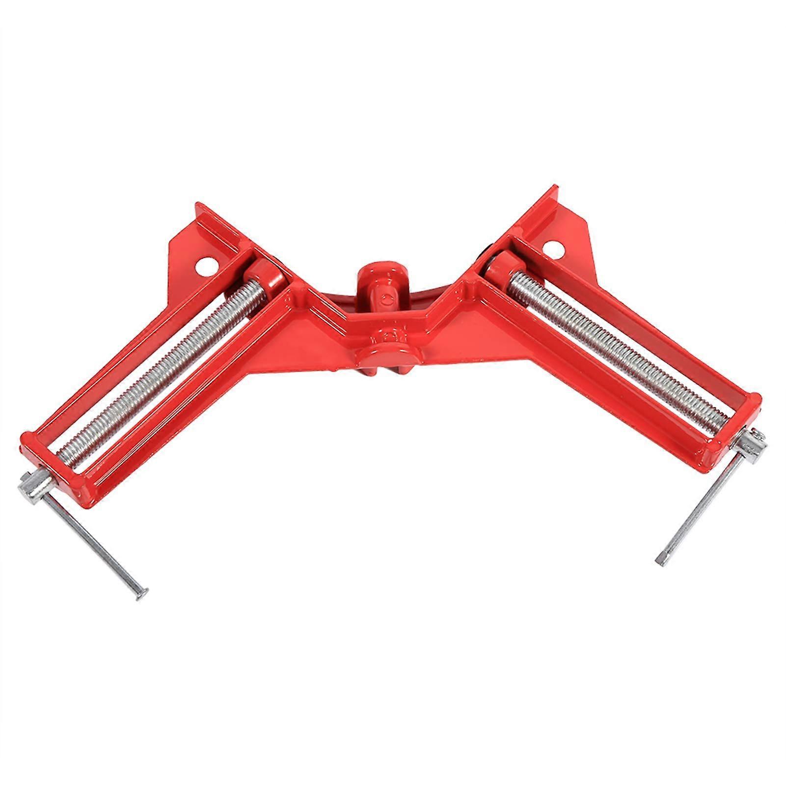 90Degree Right Angle Clamp Aluminum Alloy Woodworking Tool with Adjustable Jaws and Two Hole Design for Picture Frames and Fish Tank Fixing Red 149g