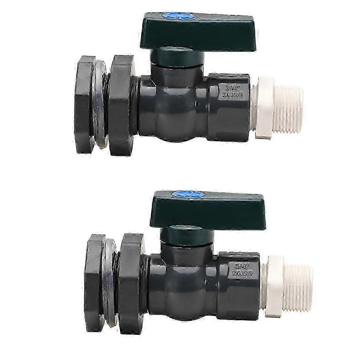 PVC Faucet Kit 3/4 Inch Rain Barrel Valve with Bulkhead Connector Hose Adapter Anti-Crack Anti-Rust Suitable for Various Brands