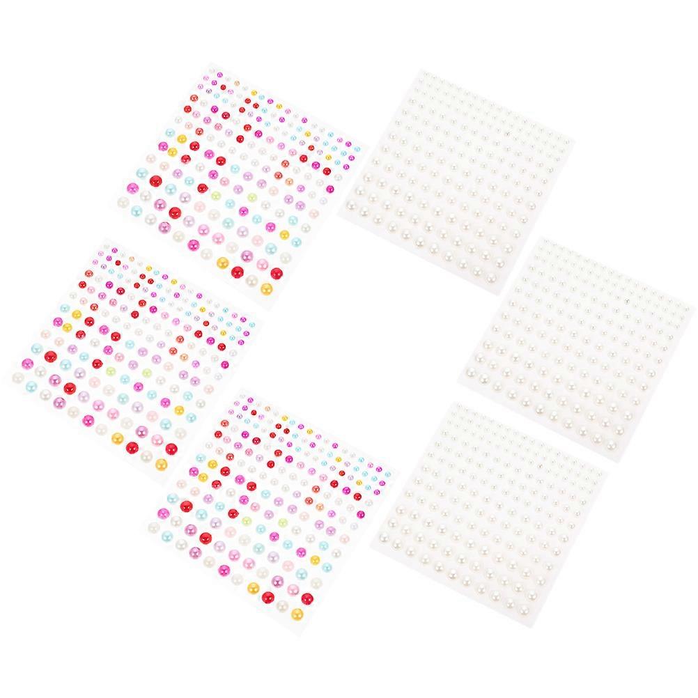 Faux Pearl Stickers Decorative Pearl Stickers Music Festivals Colored 0.5X0.5cm 6 Sheets