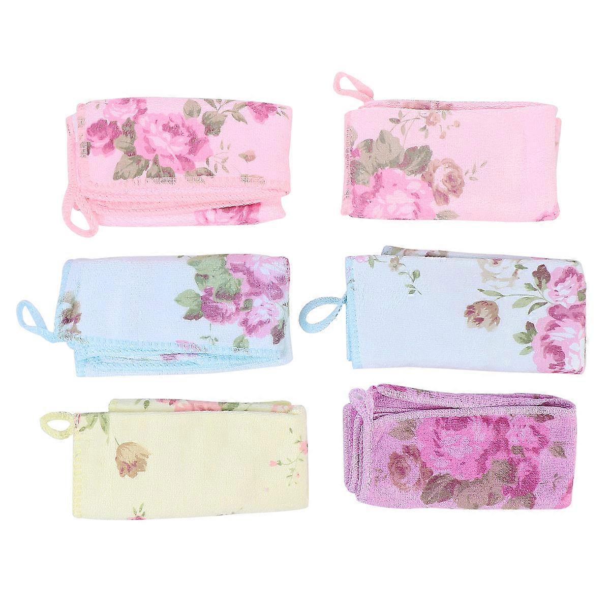 6 יחידות מגבות כלים מיקרופייבר הדפס פרחוני מטליות ניקוי רכות במיוחד לכלים צלחות קערות מטליות ניקוי ביתיות סופגות עמידות