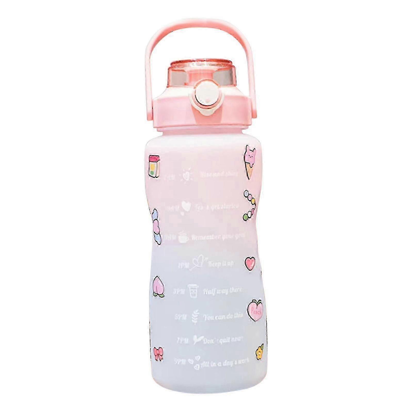 Gradient Water Bottle Bpa-free 1.5/2l Drinking Bottle With Straw For Fitness - Plemdea