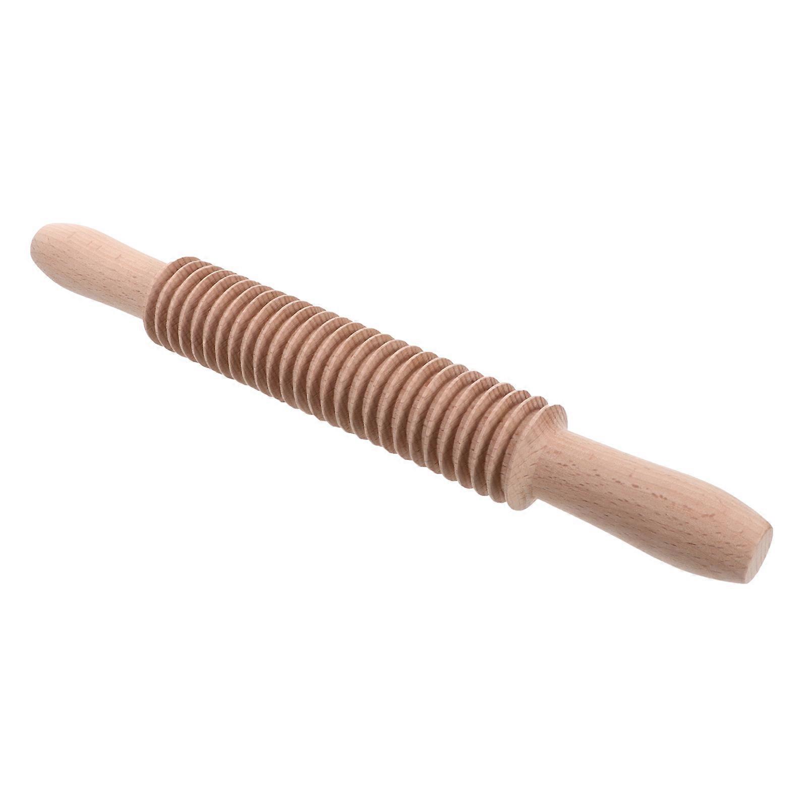 Screw Threaded Rolling Pin Wooden Baking Roller for Home 1Pcs