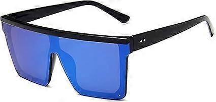 Óculos de Sol Oversized Vintage Flat Top - para Mulheres Homens Big Frame UV400 Proteção Trendy Square Eyewear Outdoor.Black Azul Escuro