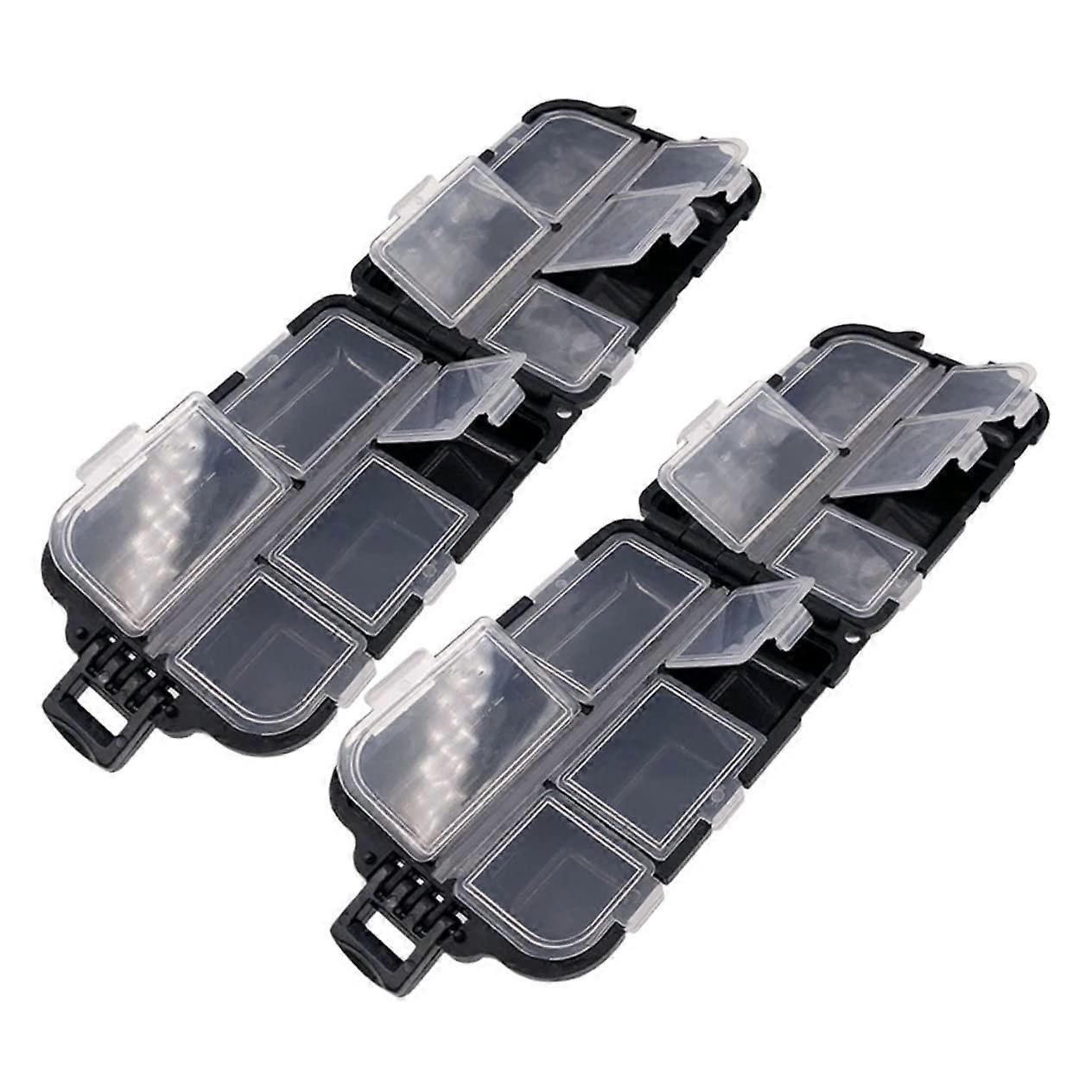 2 Pieces Bait Boxes for Fishing Tackle Hook Containers with Practical Lid Design and Divided Compartments for Outdoor Fishing Activities
