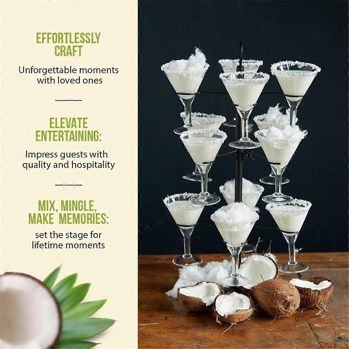 Cocktail Tree Stand, Wine Glass Flight Tasting Display for Drinks, 3 Tier - 12 Holders for Champagne