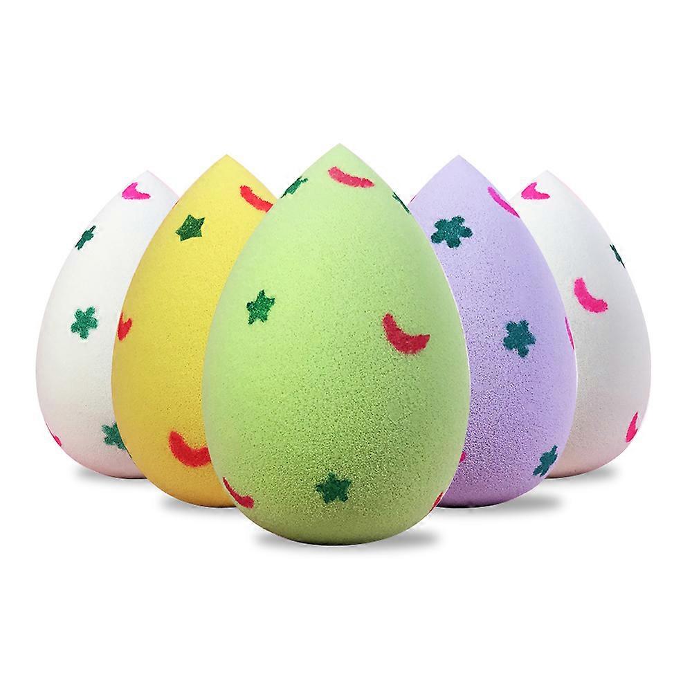 5 Pcs Makeup Sponge Set, Foundation Blending Beauty Sponge,Beauty Egg With Cute Pattern-Style4