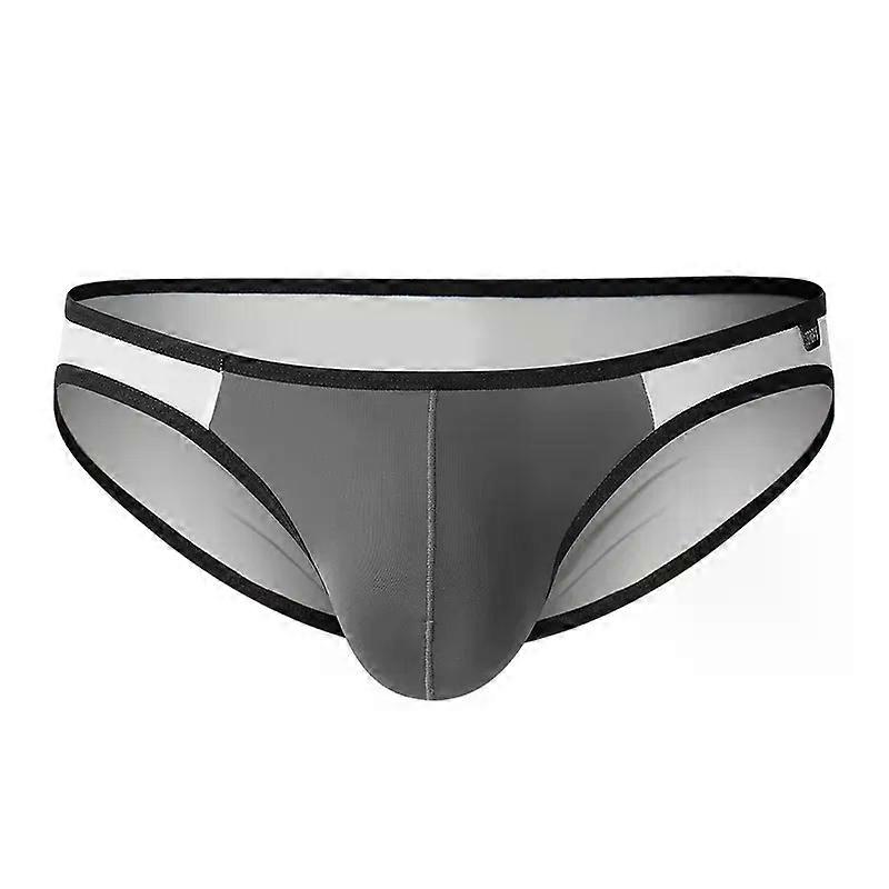 Men's Sexy Brief Underwear Ultra-Thin Ice Silk Lightweight Quick Dry Gays Erotic Low Waist U Convex Pouch Translucent Underpants