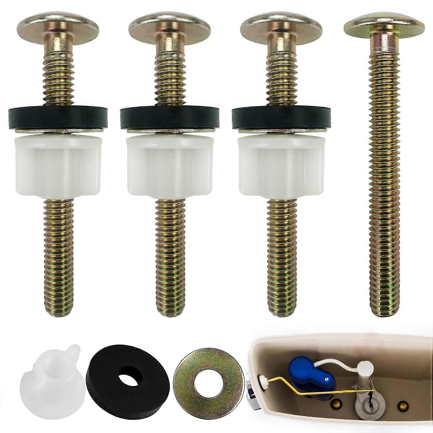 4Pcs Toilet Seat Fixings with Plastic Nuts Metal Washers